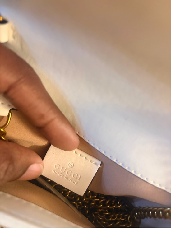 Gucci White Marmont Quilted Crossbody with Gold GG